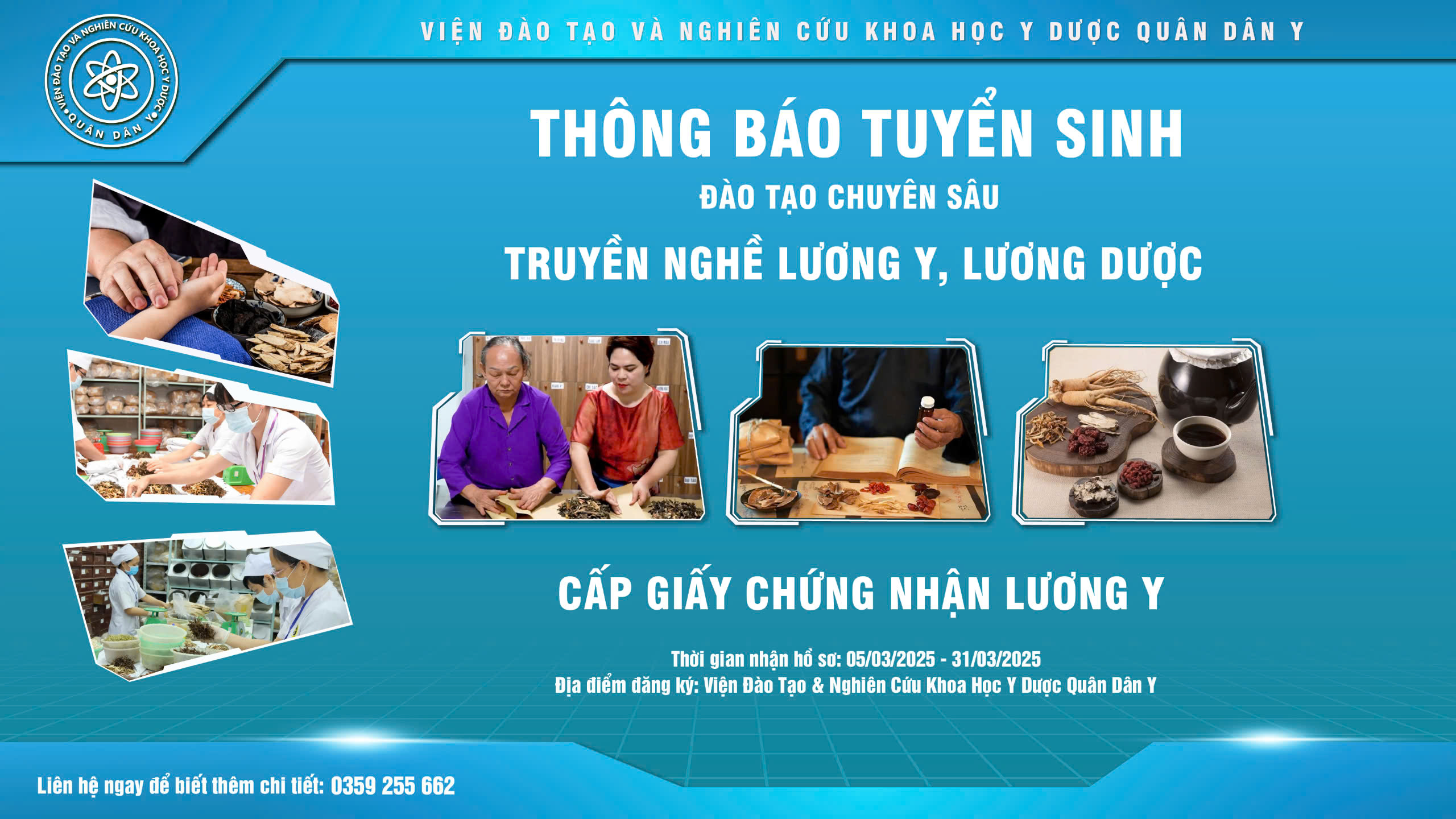 THÔNG BÁO TUYỂN SINH LƯƠNG Y - LƯƠNG DƯỢC K01/2025